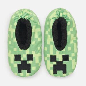Minecraft Creeper Print Slippers Shoe Size  8-13 Size S/M NWT